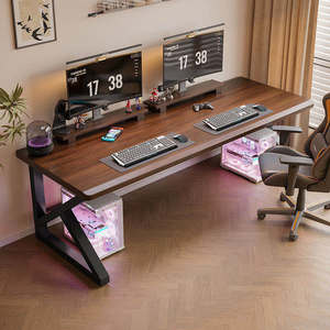Solid wood large board oblique edge computer desk double desktop home bedroom desk work bench office desk e-sports long table