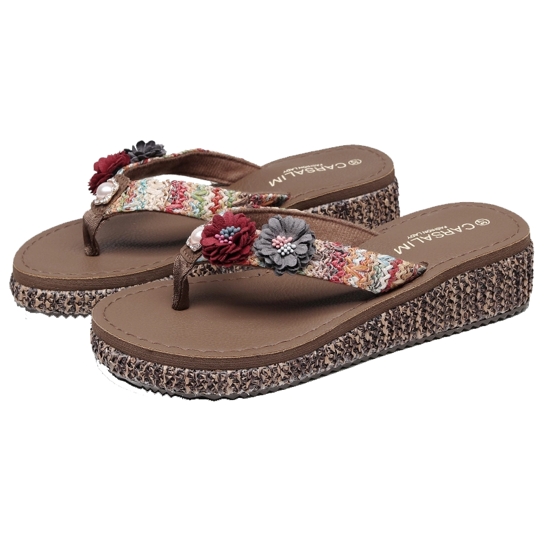 巴厘岛外穿夹脚沙滩鞋女夏厚底海边度假百搭人