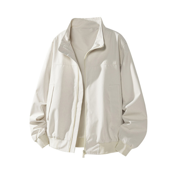 
Classic American basic versatile jacket for men and women, retro style stand collar jacket