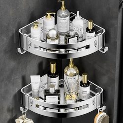 304 Stainless Steel Bathroom Storage Rack, Bathroom Triangle Basket, Toilet Shower Washroom No-Drill Storage Shelf