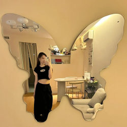 Soft Mirror, Wall-Mounted, Self-Adhesive, Simple ins Style Makeup Mirror, Irregular Shape, Portable Dressing Mirror for Student Dormitory Bedroom
