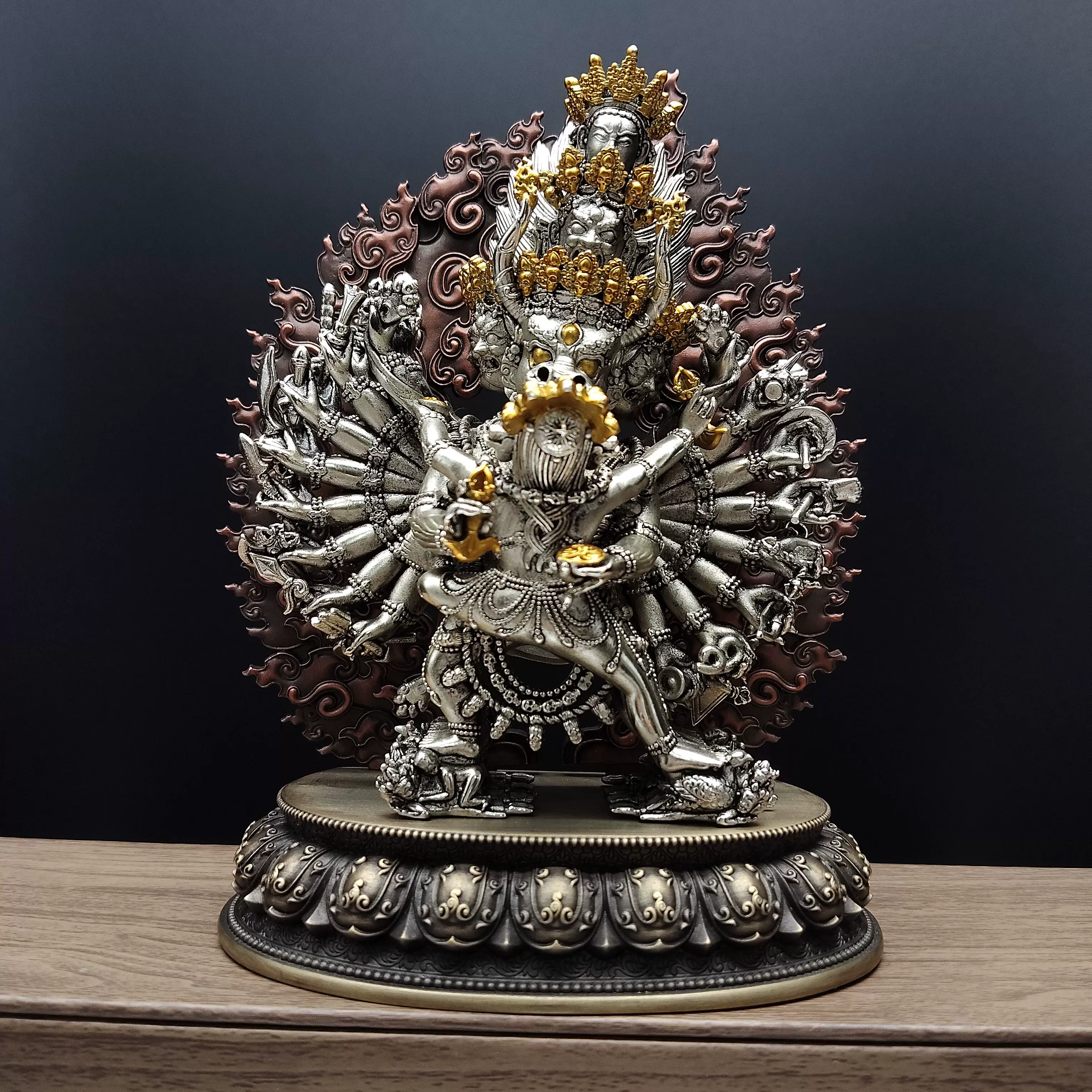 寺廟収集 極上品 銅製金鍍 白財神像 密宗蔵仏 招財 辟邪 仏教