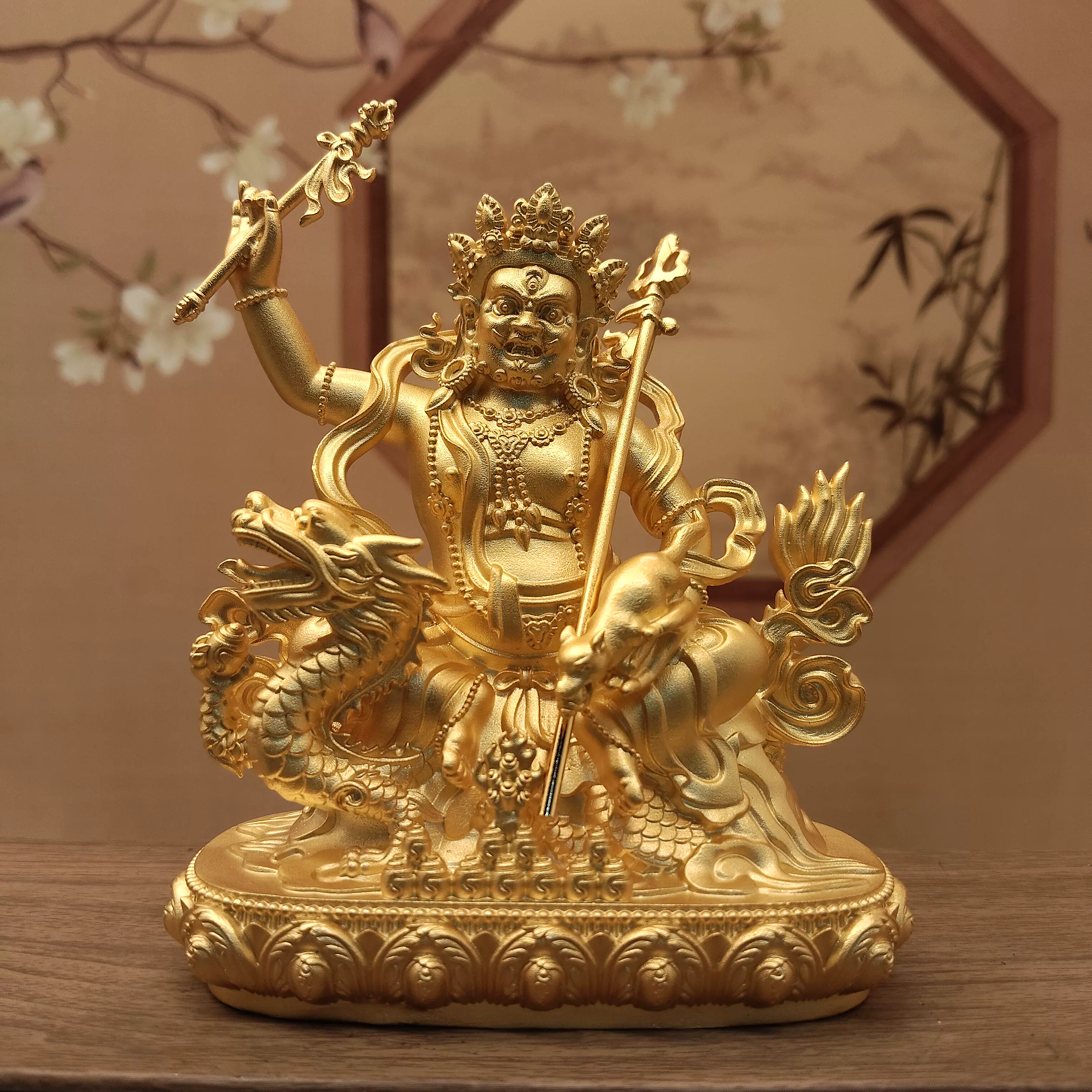 寺廟収集 極上品 銅製金鍍 白財神像 密宗蔵仏 招財 辟邪 仏教