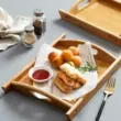 Khay tre hình chữ nhật ăn nhẹ đồ ăn nhẹ bánh mì khay gỗ khay trà nhà hàng bánh mì kẹp thịt khoai tây chiên gà thương mại khay tre