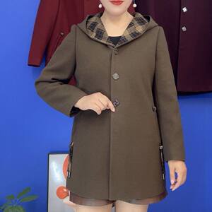 
2026 Spring and Autumn New Mother's Wear Hooded Jacket Western Style Women's Mid-Length Coat