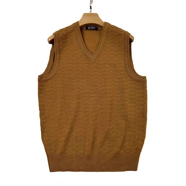 Wool vest men and women V -neck sweater yellow essence texture 2024 new autumn and winter OL commute large size
