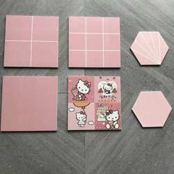 Cartoon Flower Pattern Hellokitty Cat Pink 300X300 Floral Tiles Bathroom Wall Tiles Non-Slip Floor Tiles