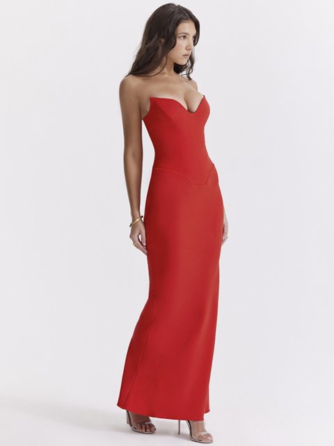 Women Clothing Trailing Sexy Rhinestone Tube Top High Split Cocktail Evening Dress Dress main image 1