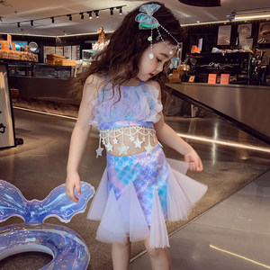 
Girls Mermaid Swimsuit Summer 2026 New Children's Internet Celebrity Split Swimsuit Set Little Girl Princess Swimsuit