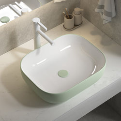 Scandinavian Accessible Luxury Light Fruit Green Countertop Basin Matte Ceramic Face Wash Single Plate Bathroom Art Basin Wash Basin
