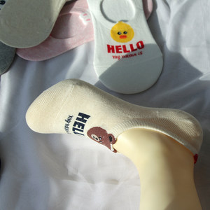 
Clearance Spring and Summer Women's Boat Socks Thin Cotton Shallow Mouth Socks Korean Cute Animal Sweat-Absorbent Anti-Slip Socks