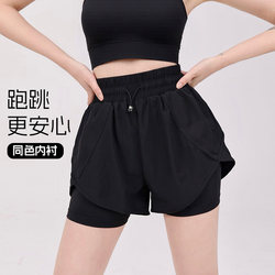 Plus Size Women's Two-In-One Sports Shorts, Anti-Exposure, Quick-Drying, Breathable Casual Shorts for Running, Yoga, and Fitness