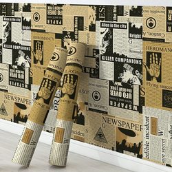Retro Nostalgic Newspaper Sticker Wallpaper Self-Adhesive Waterproof and Moisture-Proof Dormitory Renovation Decorative Wall Covering Renovation to Hide Flaws and Thickened