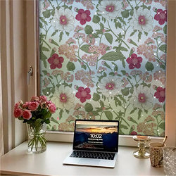 French Retro Electrostatic Glass Sticker, Glue-Free, Light-Transmitting, Opaque, Bathroom Window Privacy Film