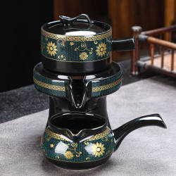 Single Lazy Stone Tea Grinder with Single Rotating Water Outlet, Vintage Kung Fu Teapot, Automatic Tea Brewing Device