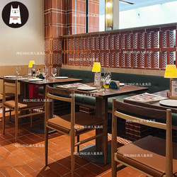 Mountain-Style Restaurant Solid Wood Table and Chair Set, Vintage Cafe Dessert Shop, Noodle Shop, Bar Dining Table, Booth, Small Square Table