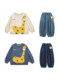 Youyou Boy 2025 Spring Long Sleeve Round Neck Giraffe Casual Sweatshirt Simple Slim and Versatile Children's Jeans
