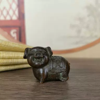早期収集 紫銅製 あり 文房置物 賞物 香插 香道具 早期収集 銅製 十二支豬 豬形 茶寵 茶道具 置物 賞物 文房具 纯黄