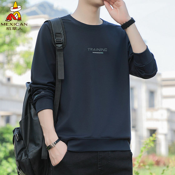 
Scarecrow sweatshirt men's spring and autumn loose round neck casual long-sleeved T-shirt pullover handsome velvet bottoming shirt top