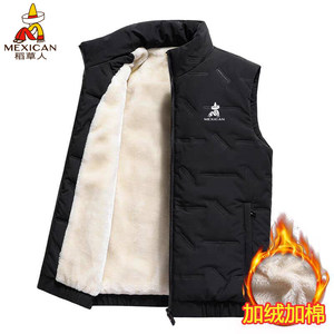 
Scarecrow down cotton vest men's autumn and winter plus velvet thickened warm large size vest vest vest vest outside wear horse clip jacket