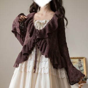
[Sunset Bouquet] Lazy style Lolita sweater cardigan retro knit cardigan soft girl coat girl cute