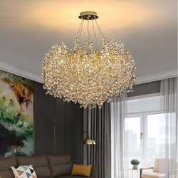 Luxurious villa crystal chandelier branch restaurant simple luxury living room headlight French hall crystal lamp home