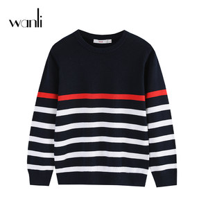 
Wanli (clothing) children's knitted sweater pullover 100% cotton simple striped inner wear for boys and girls