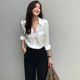 Slim and fashionable glossy acetate pointed collar pocket long-sleeved slim shirt GFJLABO custom solid color summer women