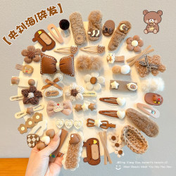 Children's Brown Plush Hair Clips for Girls, Side Bangs Hair Clips, Cute Hair Accessories for Little Girls