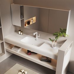 New Table Bathroom Cream Combination Corian Bathroom Cabinet Wash Style Wash Basin Wash Basin Integrated Ceramic