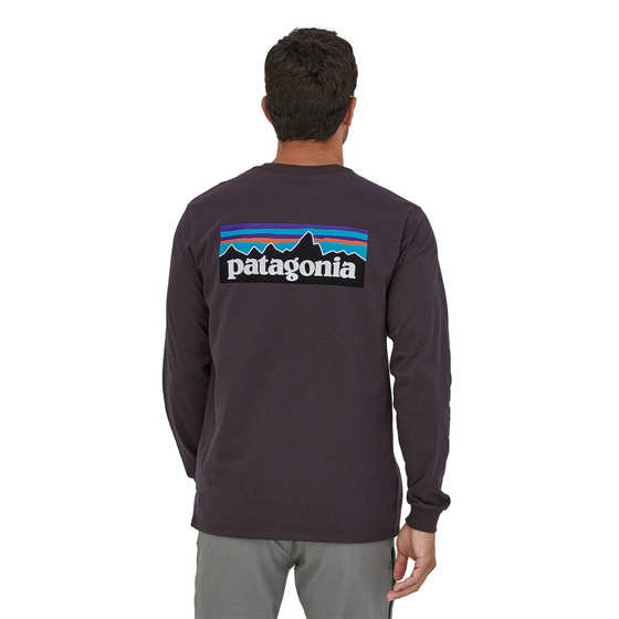 Patagonia P6 Logo Men's Casual Round Neck Organic Cotton Blended Long Sleeve T-shirt