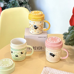 Cute Cat Mug for Home Use, Drinking Water Mug with Lid, Breakfast Cup, Ceramic Office Water Cup, Coffee Cup