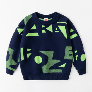 
Boys knitted sweater double layer 2025 autumn and winter children's clothing fashion pullover warm sweater autumn top trendy