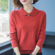 100 pure cardigan women's short sweater 2025 new autumn and winter doll collar age-reducing loose knitted base shirt