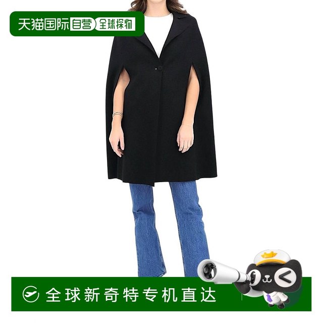 Self-operated chiara boniAbu black wool cape coat - black straight hair
