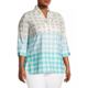 Ming Wang Ms. Shirt Wochoat Seven -point sleeve lace plaid cotton cotton cotton
