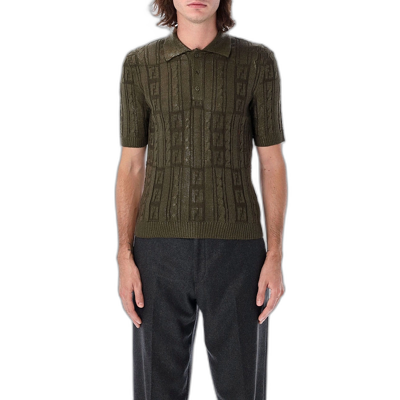 Tシャツ・カットソー FENDI FW24 'FF' polo shirt (FZC162ASGO F0GZ4) Polo FF scintillante FENDI FZC162 ASGOF0GZ4 - Ancote