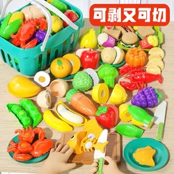 Cutting and Peeling Toys for Babies, Fruits and Vegetables That Can Be Peeled, Pretend Play Kitchen Set for Little Girls and Toddlers