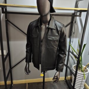 
Strong and capable~JIN-mouthed lychee cowhide! High-end and fashionable men's flip pocket leather jacket