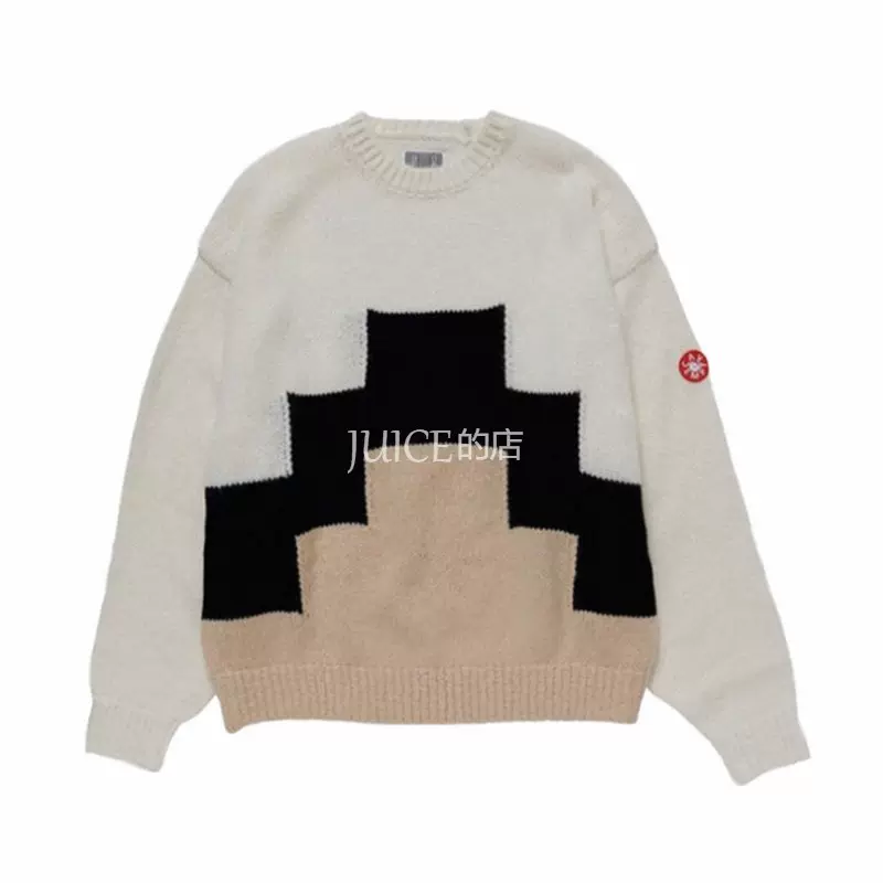 CAVEMPT C.E CAV EMPT ZIGGURAT KNIT拼色幾何圖案針織衫毛衣-Taobao