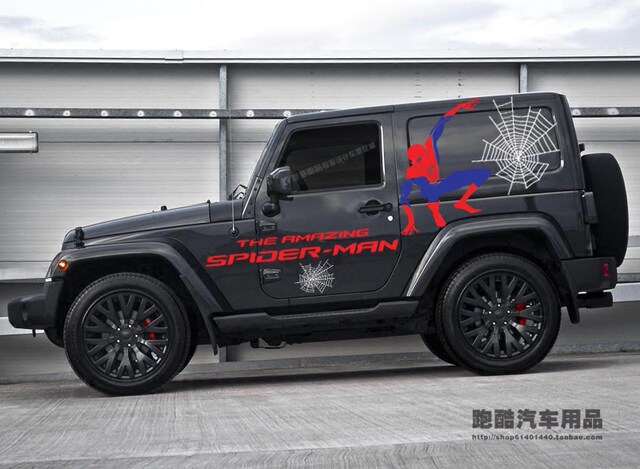 Jeep Jeep Wrangler Cartoon Cartoon Paste Liberty Creative Pulling Flower Spider -Man Car Sticker off -road modification