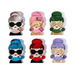 Fashion New Sunglasses Girl Brooch New Trendy Personality High-end Cartoon Character Badge Accessories