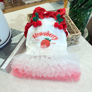
Pet dog and cat clothes suspender princess skirt small dog and cat cherry print comfortable tutu skirt