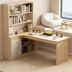 Corner Desk with Bookshelf Integrated Table for Student Bedroom Home Computer Desk Desktop L-Shaped Study Writing Desk Corner