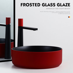 Round Washbasin Ceramic Countertop Basin Household Wash Basin Small Size Basin Red Black Green Two-Tone Bathroom Single Basin