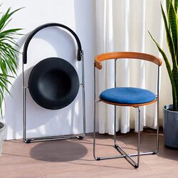 Used Dining Chair for Home Use, Foldable Solid Wood Chair with Backrest, Small Apartment, Trendy Leisure Retro Coffee Shop Dining Table and Chairs