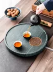 Đá vân gỗ nguyên mảnh khay trà đá vàng đen phong cách Trung Hoa hình chữ nhật thoát nước bàn trà đá đơn giản hộ gia đình trà biển khay