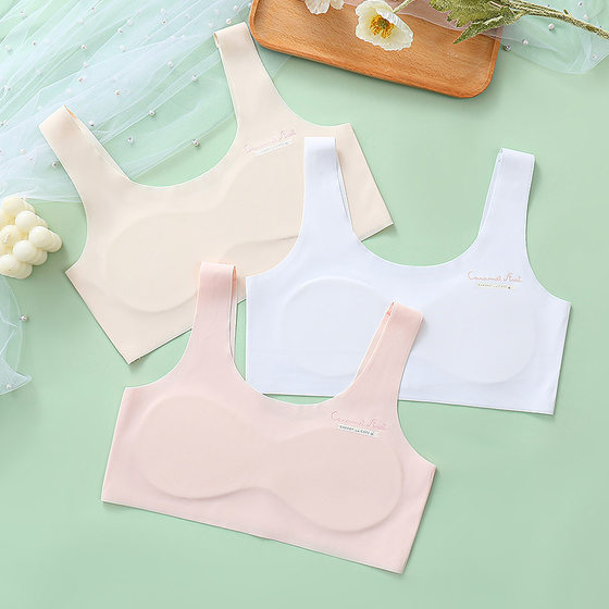 
2026 New Developmental Girls Bra Middle and High School Students Older Girls Underwear Tube Top Seamless Ice Silk Vest