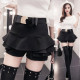 Ruffled cake skirt for women in spring and summer versatile slim and anti-exposure A-line miniskirt elastic waist pleated skirt pants