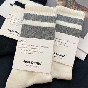 3 pairs of men and women socks pure cotton Japanese ins autumn and winter thick towel bottom stripes versatile mid-length stockings sports socks
